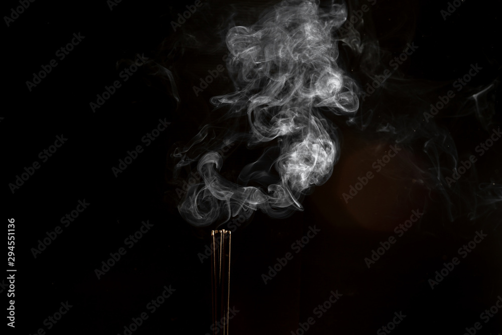 Incense and abstract smoke image on black background, Incense and abstract smoke image on black background,