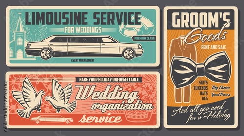 Wedding rings, bride bouquet, church and car