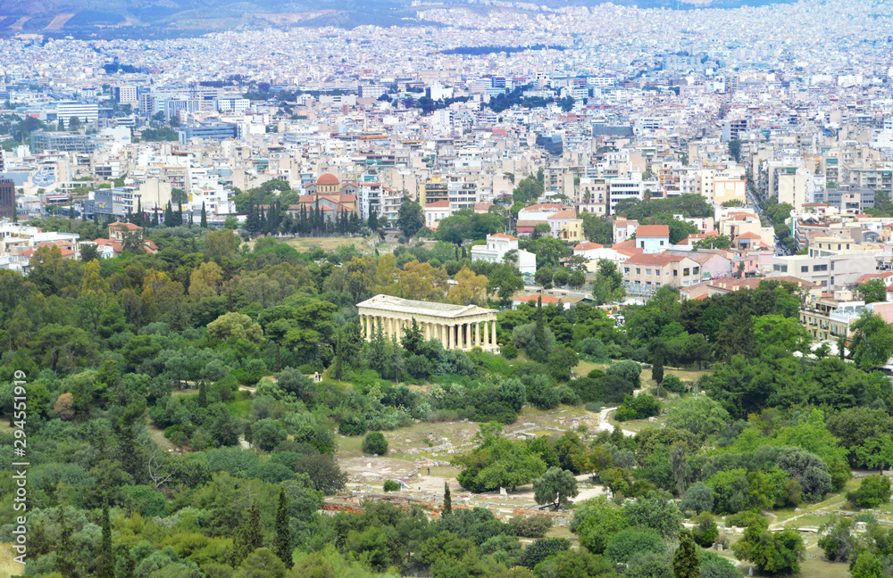 Landscape views of Athens city taken from the Acropolis and Parthenon Athens.Greece