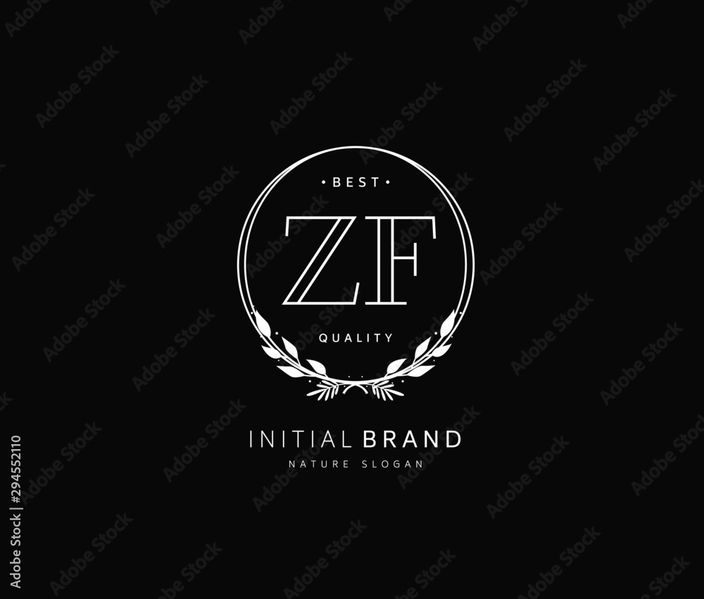 Z F ZF Beauty vector initial logo, handwriting logo of initial signature, wedding, fashion, jewerly, boutique, floral and botanical with creative template for any company or business.