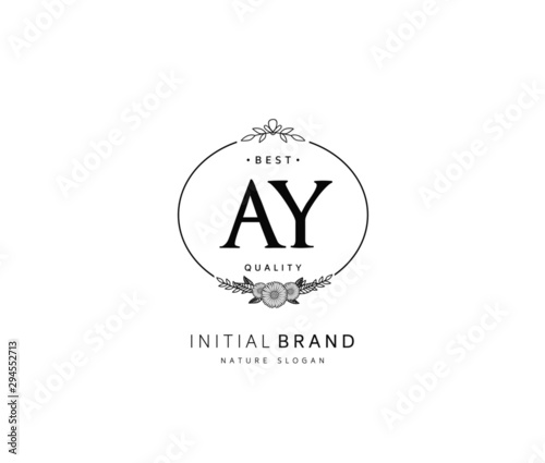 A Y AY Beauty vector initial logo, handwriting logo of initial signature, wedding, fashion, jewerly, boutique, floral and botanical with creative template for any company or business. photo