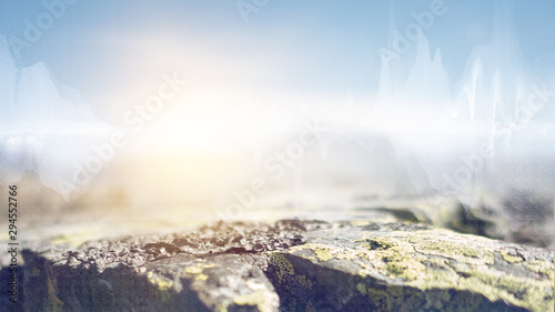 Natural abstract background with stones and blue sky