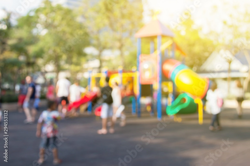 Картината върху платно Defocused and blurred image for background of children's playground,activities a