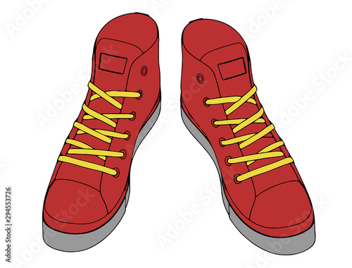 red sneakers on a white background vector