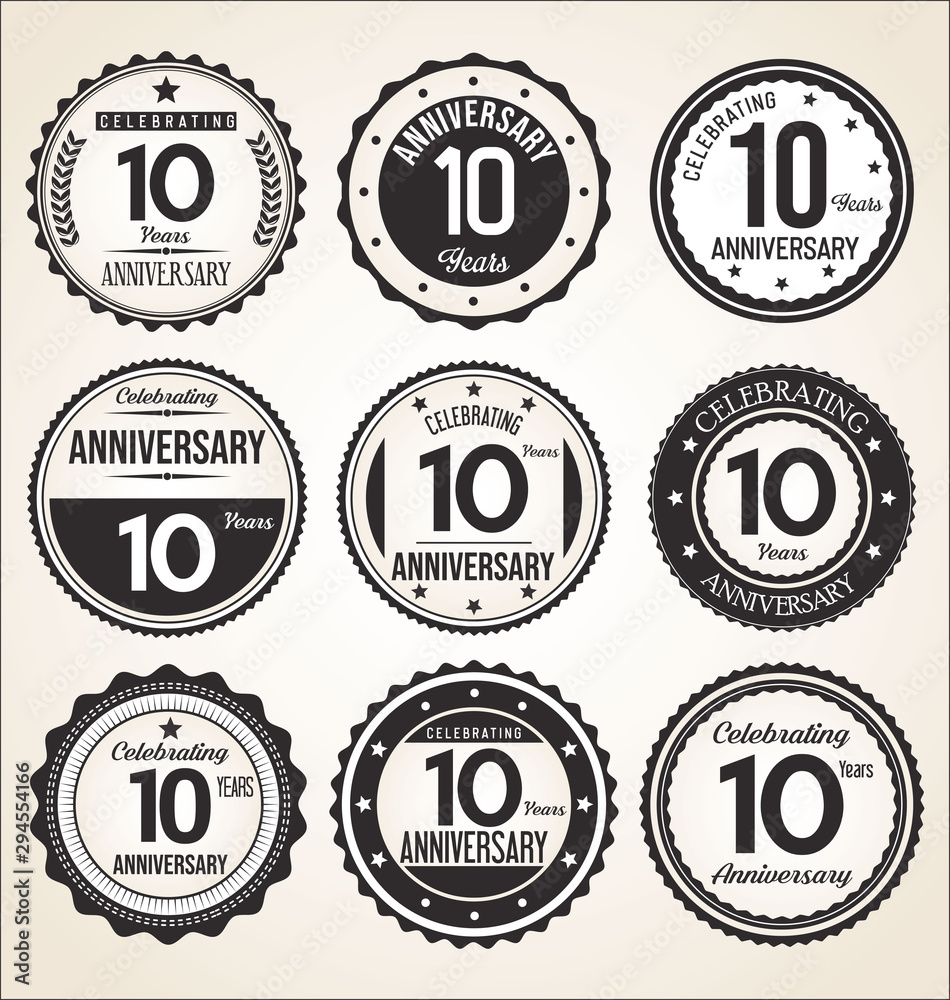 Obraz premium Anniversary retro vintage black badges 