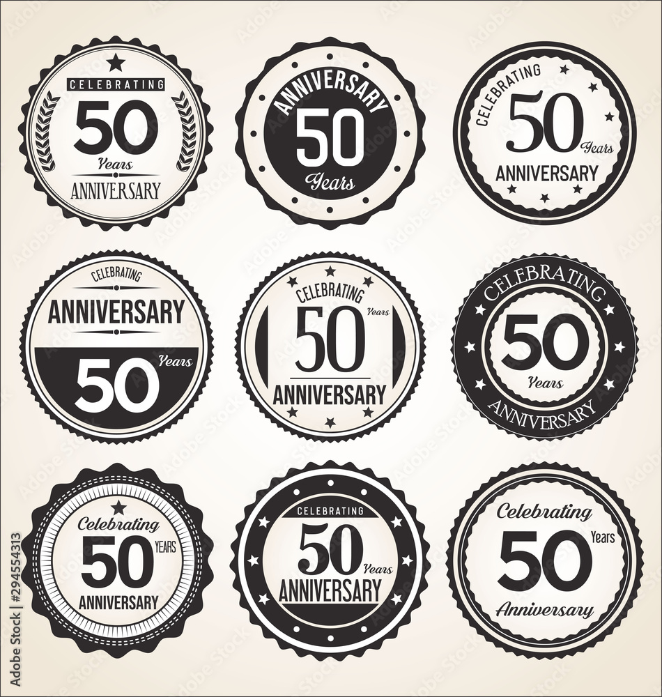 Anniversary retro vintage black badges 