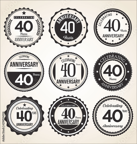 Anniversary retro vintage black badges 