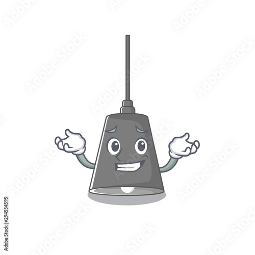 Grinning pendant lamp stuck to cartoon wall