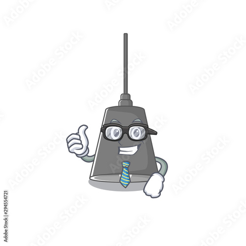 Businessman pendant lamp stuck to cartoon wall