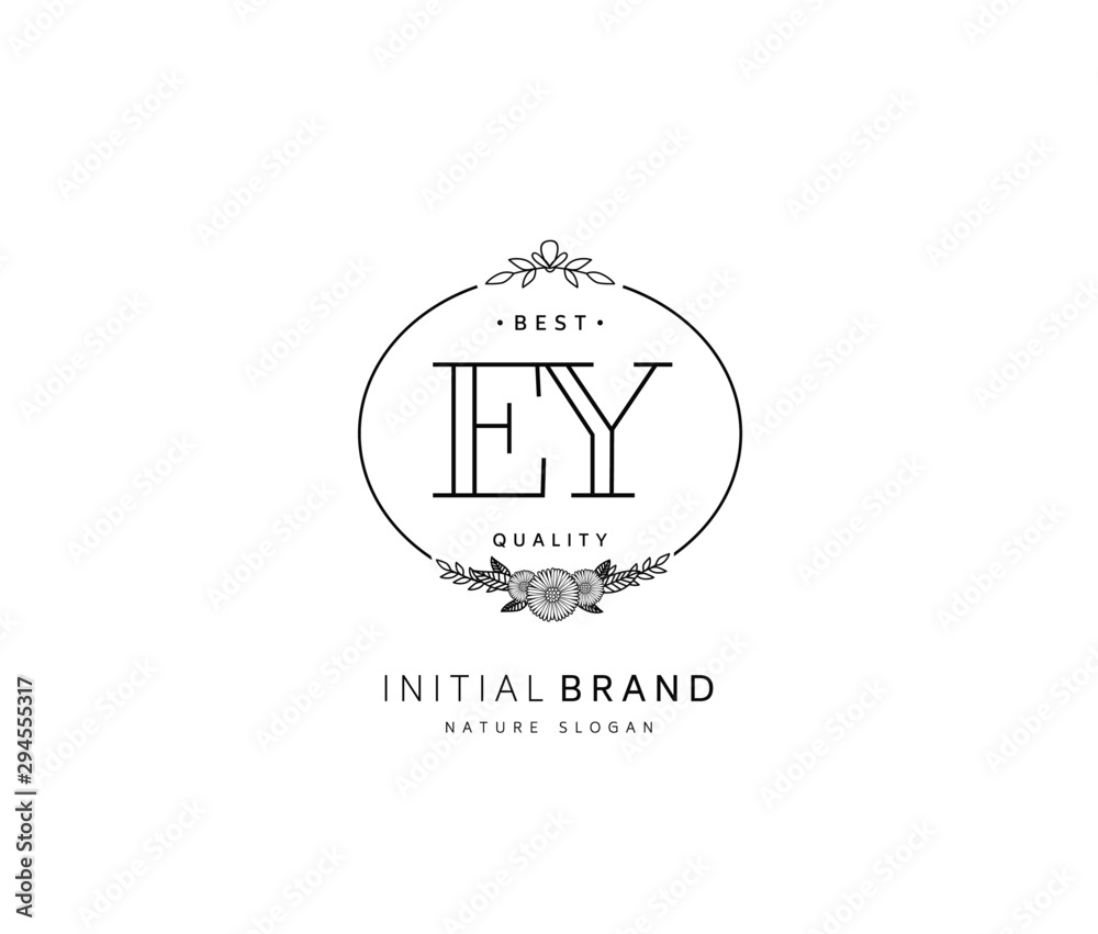 E Y EY Beauty vector initial logo, handwriting logo of initial signature, wedding, fashion, jewerly, boutique, floral and botanical with creative template for any company or business.