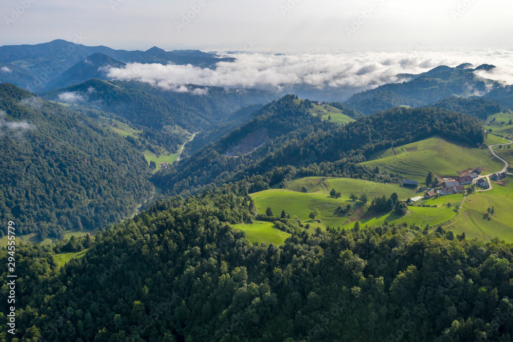 Fototapeta premium Slovenija from above – Municipality of Horjul – near Ljubljana