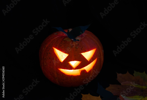 Halloween Pumpkin In A Mystic Forest At Night © Sofya