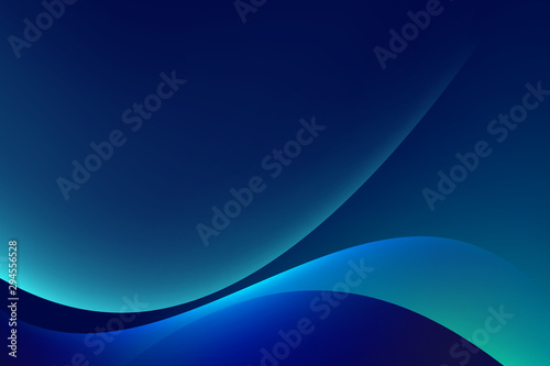Abstract background glow curve lines on dark blue green background luxury copy space