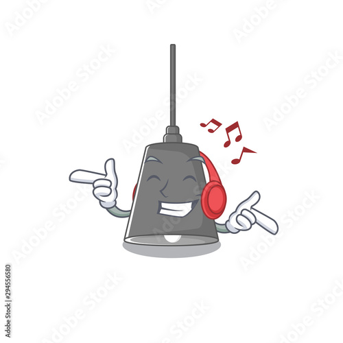 Listening music pendant lamp isolated in the character