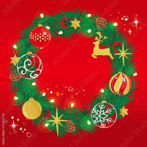 クリスマスリース　背景イラスト
