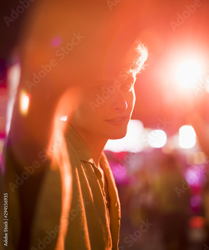 Young man portrait with blurry background