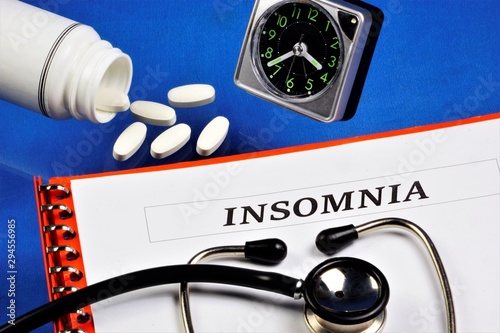 Insomnia is a sleep disorder.Insufficient length and quality of sleep for a significant period of time,characterized by difficulty falling asleep, waking up at night and inability to sleep. photo