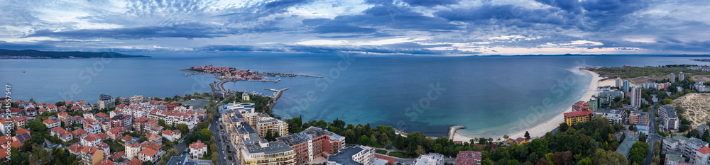 Panoramic view of drone to Nessebar city