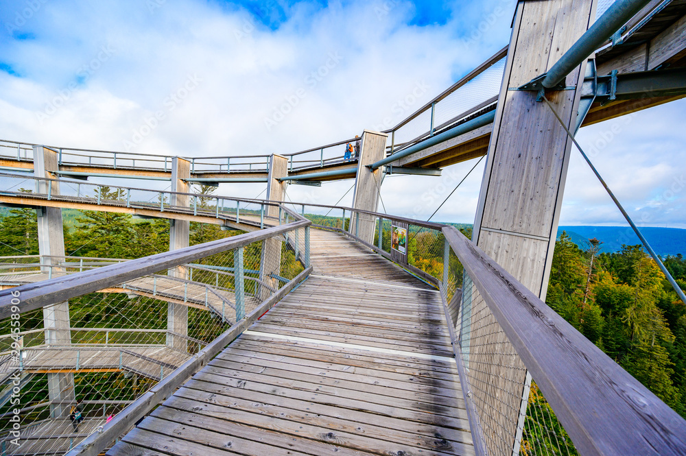 Treetop walk in Black Forest with 40m high Lookout tower with observation deck with beautiful view located at Sommerberg, Bad Wildbad - Travel destination in Germany Treetop walk in Black Forest with 40m high Lookout tower with observation deck with beautiful view located at Sommerberg, Bad Wildbad - Travel destination in Germany