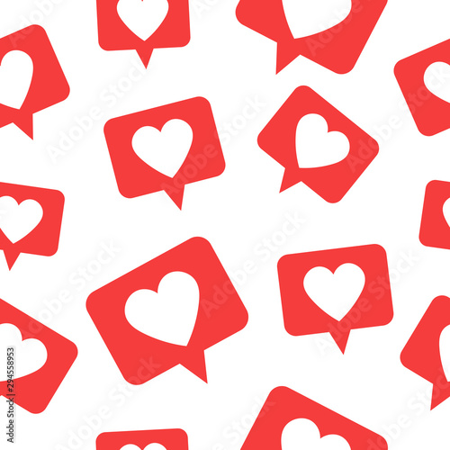 Vector seamless pattern with like signs.red hearts on white backround