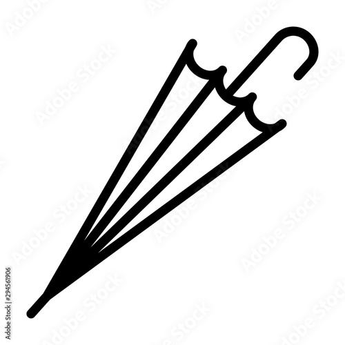 Closed umbrella or parasol line art vector icon for apps and websites