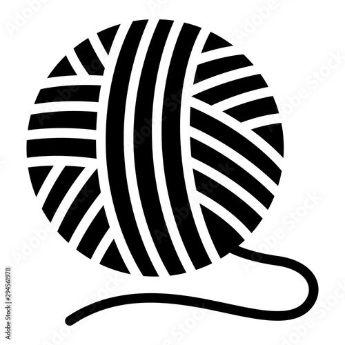 Yarn ball for knitting with loose thread flat vector icon for crafting apps and websites