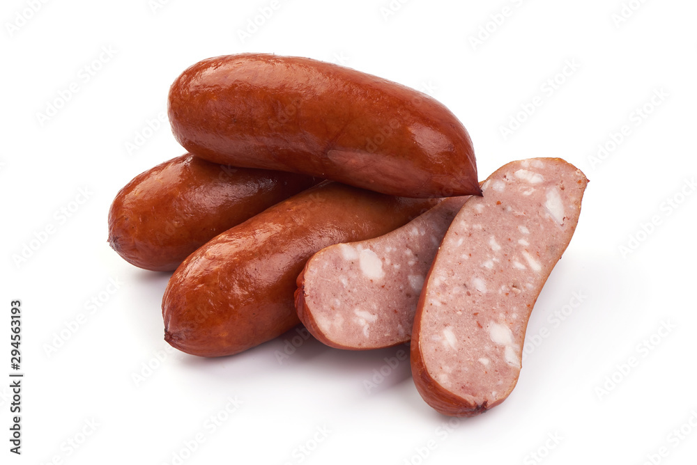 Oktoberfest Smoked pork Sausages, isolated on white background Oktoberfest Smoked pork Sausages, isolated on white background