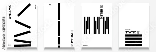 Minimal dark covers set. Rhythm, dynamic, static, meter. Vector Illustration EPS10