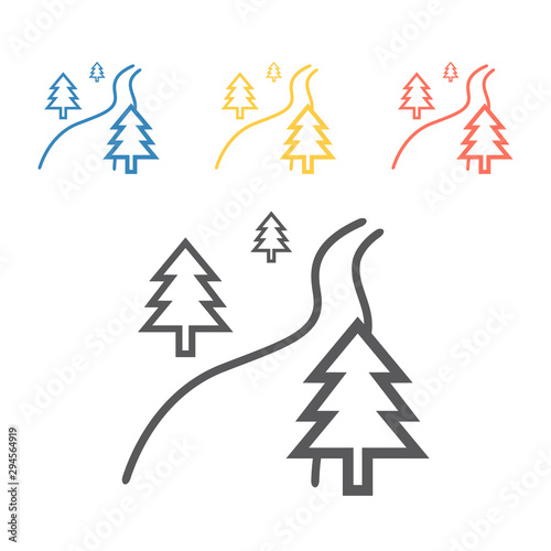 Ski slope winter sports line icon, Vector signs for web graphics