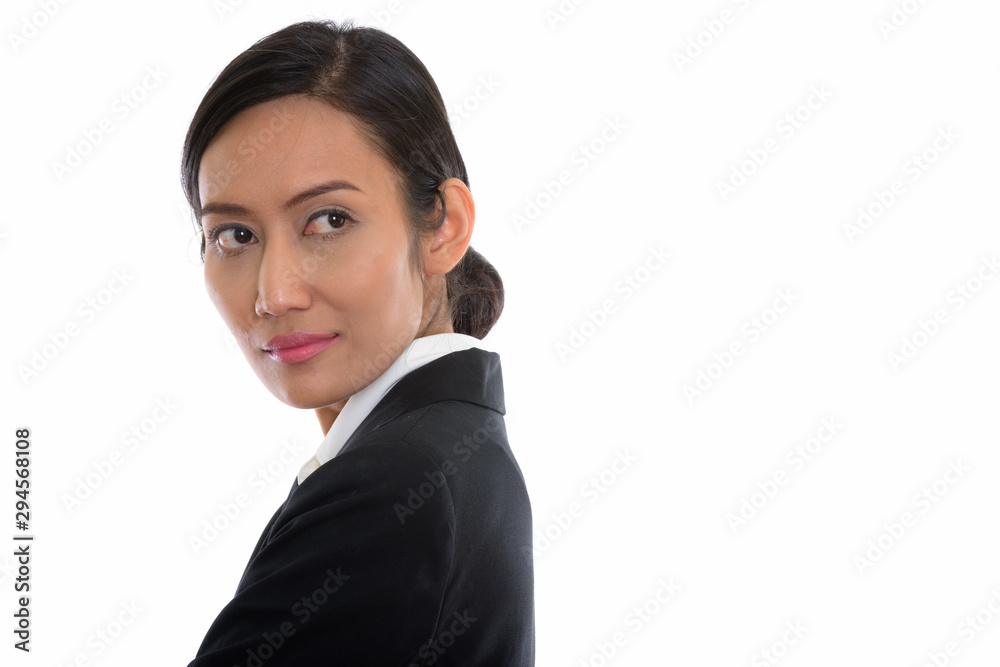 Studio shot of young beautiful Asian businesswoman Studio shot of young beautiful Asian businesswoman