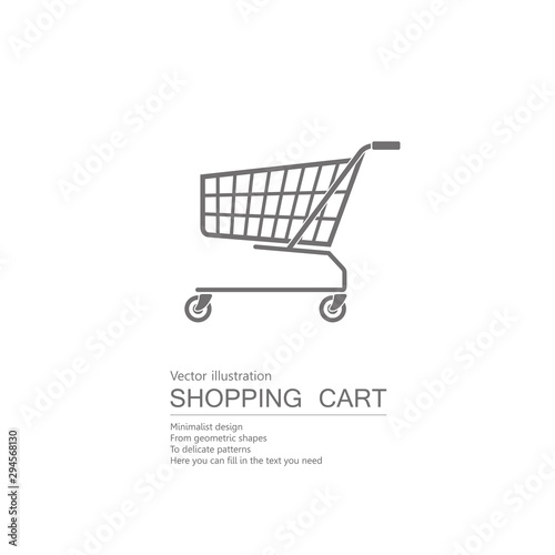Vector drawn shopping cart. Isolated on white background.