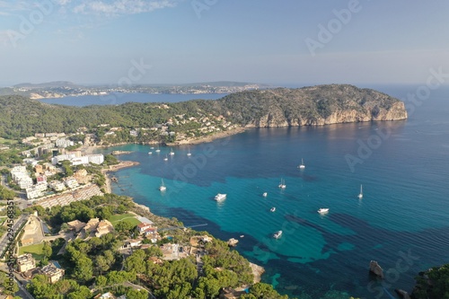 Fototapeta Naklejka Na Ścianę i Meble -  Wonderful aerial photography of Camp de Mar, Mallorca island, luxury places.