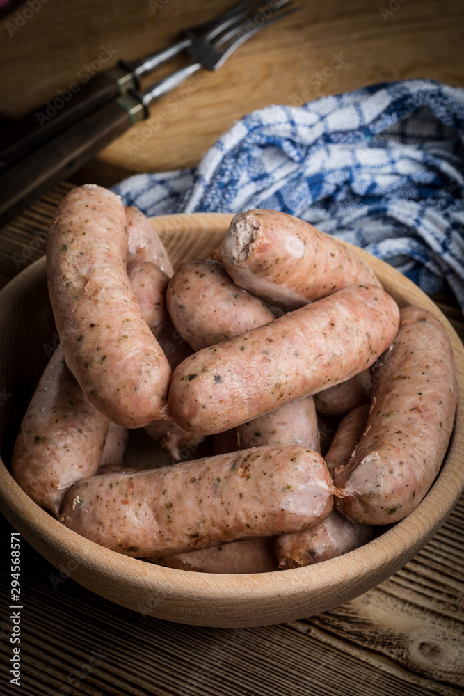 Boiled white sausage.