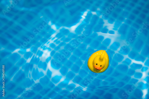 un canard en plastique dans une piscine