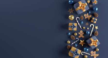 Christmas white background with christmas balls and decoration - 3d rendering