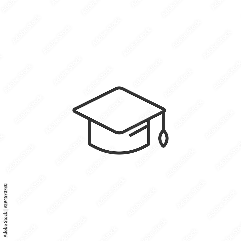 Graduation hat cap line icon in simple design on a white background Graduation hat cap line icon in simple design on a white background