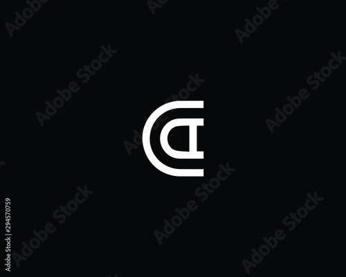 Creative Professional Trendy Letter CA AC Logo Design in Black and White Color , Initial Based Alphabet Icon Logo