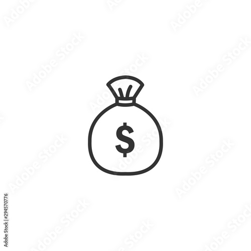 Dollar bag line icon in simple design on a white background