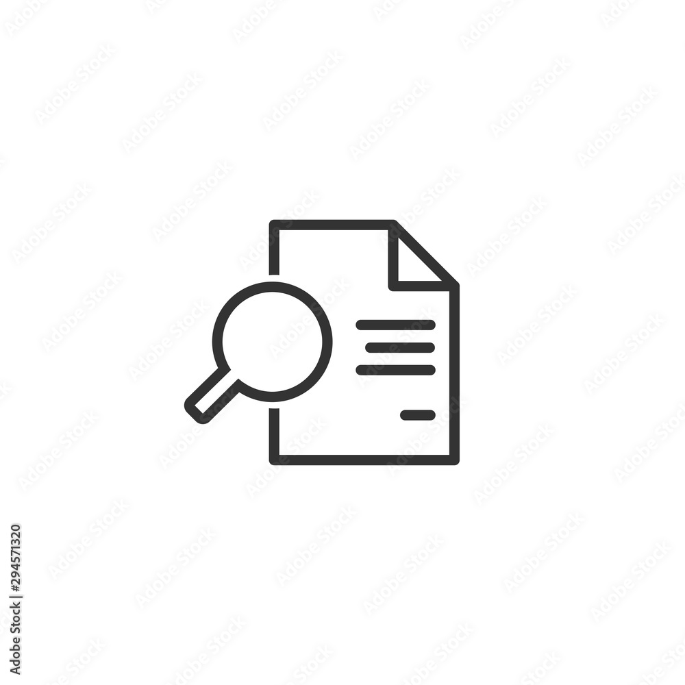 Document with magnifying glass line icon in simple design on a white background Document with magnifying glass line icon in simple design on a white background