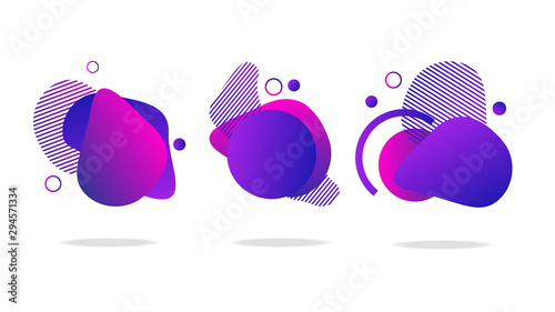 Set of abstract badges, icons or shapes in trendy purple colors