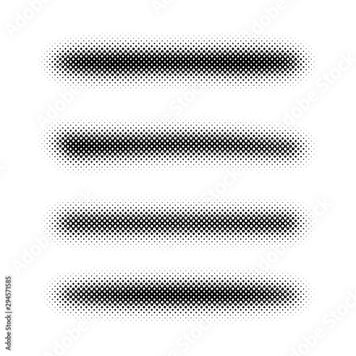 Grunge vector halftone brush stroke collection on white