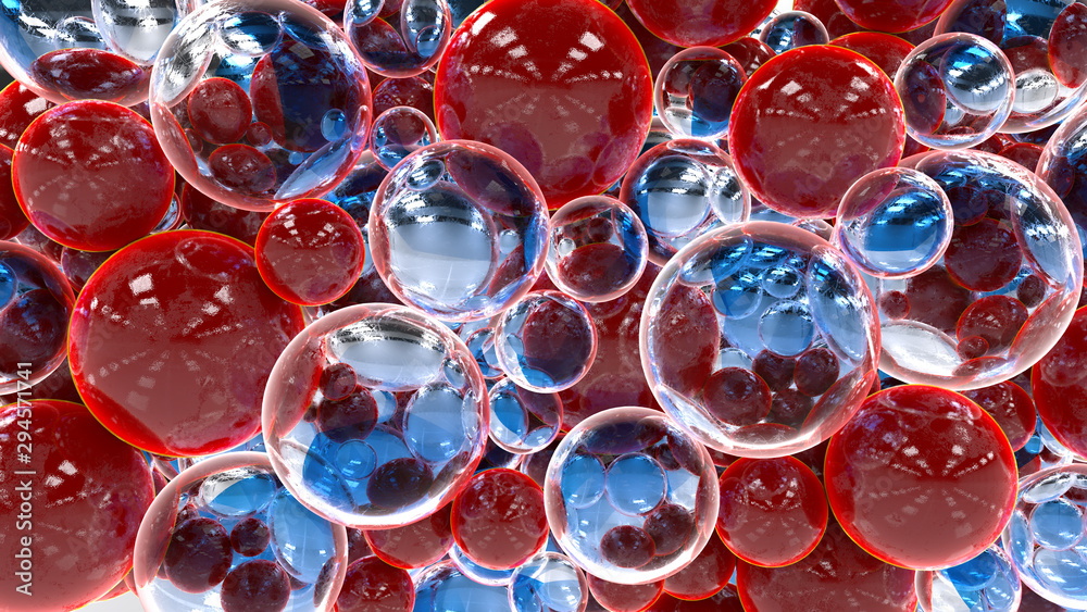 Abstract composition with red and glass balls.3d render. Abstract composition with red and glass balls.3d render.
