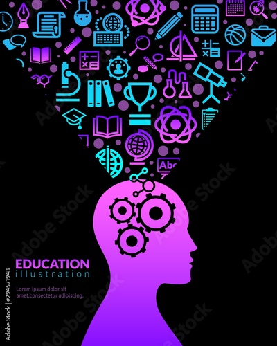 Education flat icons illustration