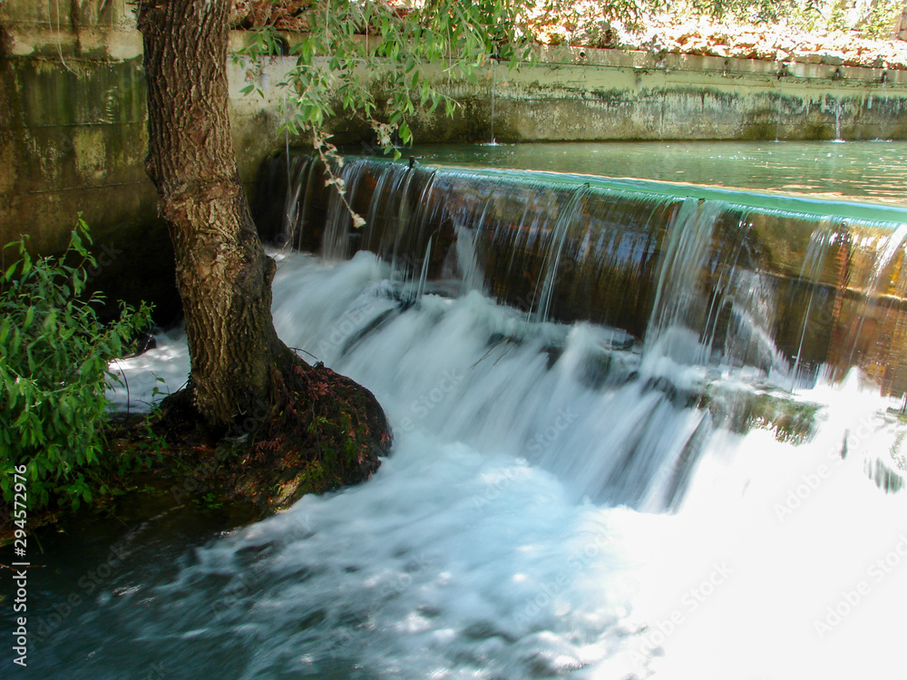 Obraz premium Hasbani river that forms at the border between Lebanon and Israel.