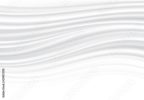 Realistic white fabric satin wave background texture luxury vector.
