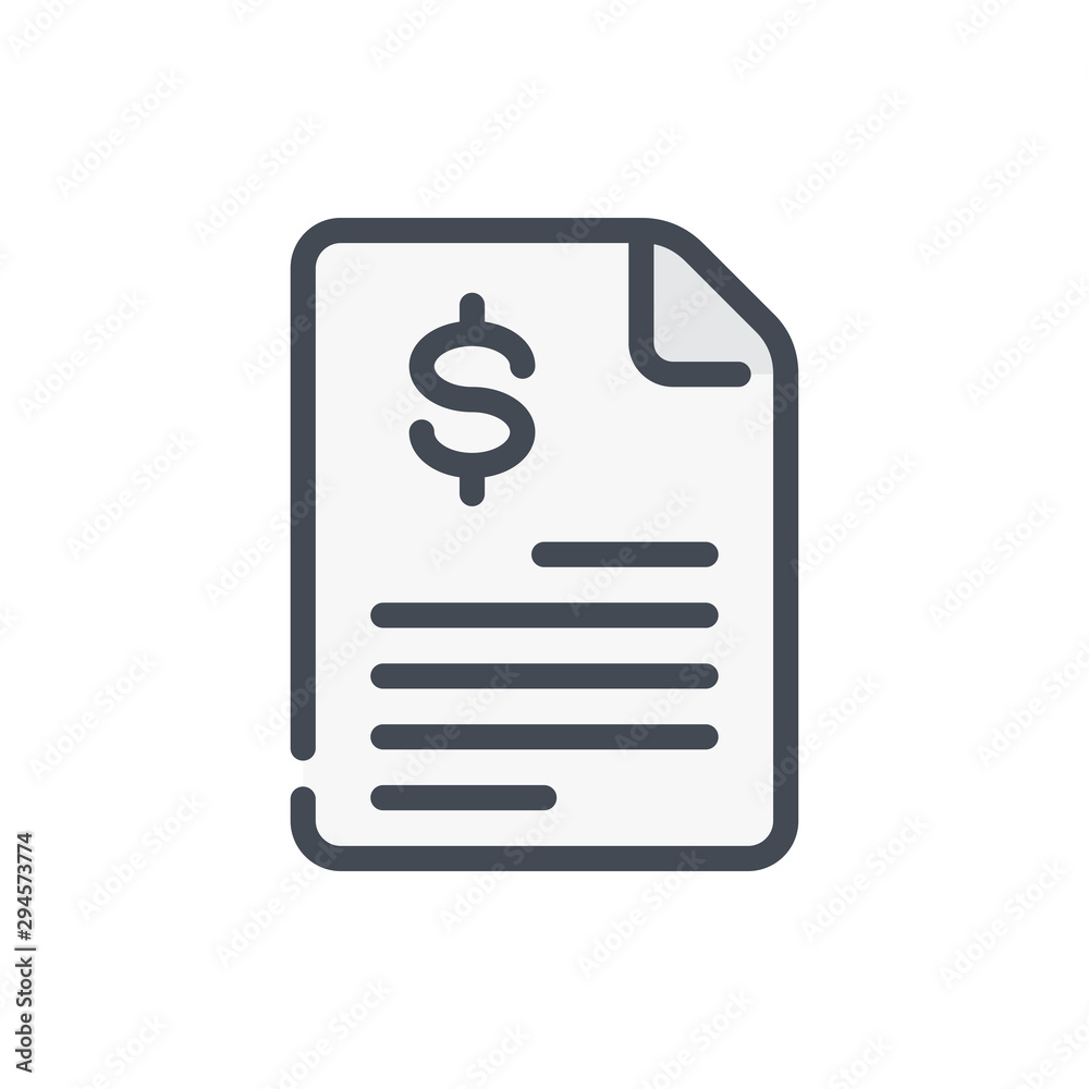 Invoice color line icon. Payment and tax bill vector outline colorful sign. Invoice color line icon. Payment and tax bill vector outline colorful sign.
