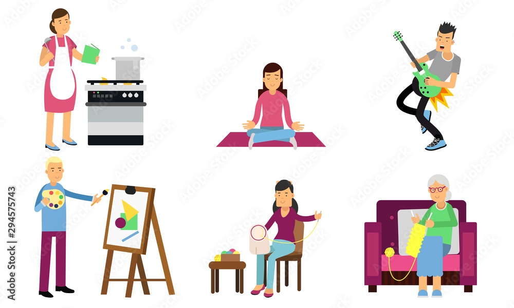 Men and women for different types hobbies Vector Image