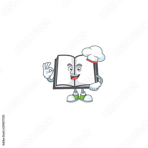 Chef open book with character mascot style