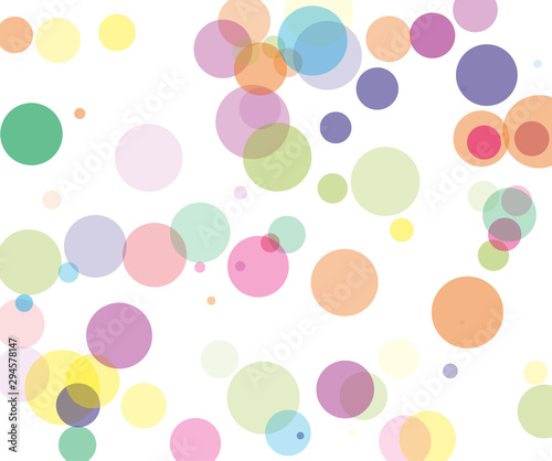 Colorful transparent bubbles, circles on a white background. Bokeh preset, design element to create light, delicate patterns. Vector illustration