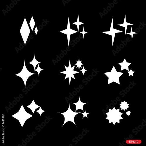 Sparkle flat vector icons. Glow flat vector icons. Shine flat vector icons